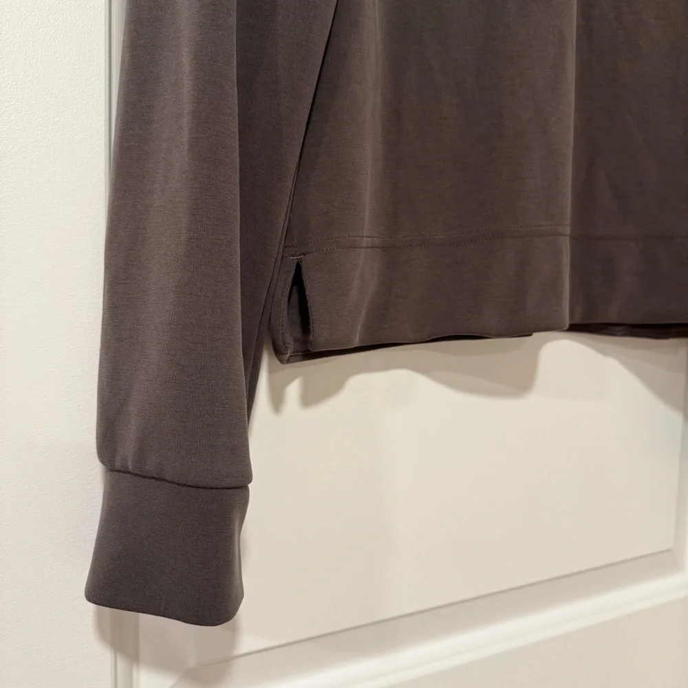 Athleta Espresso Brown Cropped 1/2 Zip Pullover XS Cozy Athleisure - Picture 7 of 7